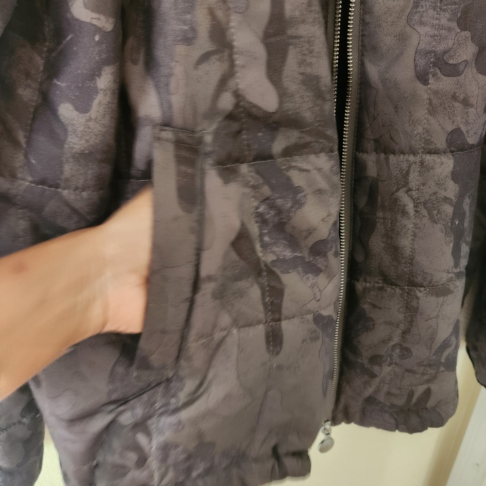 Pretty Green Army Camoflage Black and Gray Puffer Jacket Hoodie - Picture 7 of 11